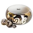 DOLCE & GABBANA vintage jewelry set, steel bracelet, earrings, enamelled logo - Dolce & Gabbana