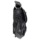 Prada Flap Buckle Shoulder Bag in Black Leather