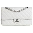 White 2010 medium caviar Classic double flap bag - Chanel
