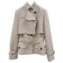 Christian Dior Beige Checkered Short Trench