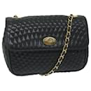 BALLY Quilted Chain Shoulder Bag Leather Black Auth yk10119 - Bally