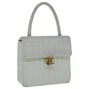 CHANEL Mademoiselle COCO Mark Hand Bag Leather White CC Auth 63770 - Chanel