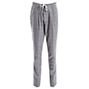 Pantaloni con coulisse scozzese Brunello Cucinelli in cotone grigio