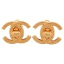 VINTAGE CHANEL LOGO CC TIMELESS EARRINGS 1997 METAL GOLD EARRING - Chanel