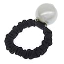 Chanel CC Faux Pearl Embellished Hair Scrunchie Canvas Hair Accessory in Excellent condition