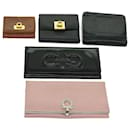 Salvatore Ferragamo Gancini Wallet Leather 5Set Black Pink Brown Auth bs11209