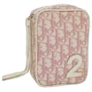 Christian Dior Trotter Canvas Pouch Pink Auth ai693