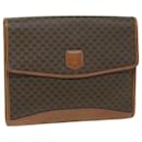 CELINE Macadam Canvas Clutch Bag PVC Leather Brown Auth 63592 - Céline