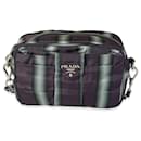 Prada Purple And Grey Striped Nylon Camera Bag
