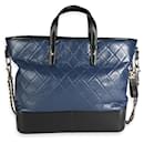 Chanel Black & Blue Quilted calf leather Large Gabrielle Shopping Tote