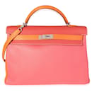 Hermes Rose Jaipur, sanguigno, & Orange Clemence Retourne Kelly 40 PHW - Hermès