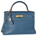 Hermes Verso Bleu Thalassa & Bleu Jean Clemence Retourne Kelly 32 GHW - Hermès