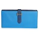 Hermes Bleu Izmir & Bleu Saphir Chevre Leather Bearn Monedero Phw - Hermès