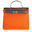 Hermes Orange & Red Toile 2-in-1 Herbag With Ebene Vache Hunter Leather - Hermès