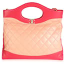 Chanel Peach & Light Red Quilted Calfskin Large 31 Shopping Bag