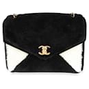 Chanel Black & White Shearling Small Single Flap Bag