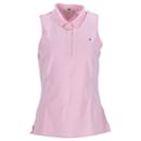 Polo feminino sem mangas de algodão elástico slim fit - Tommy Hilfiger