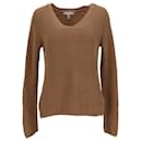 Tommy Hilfiger Womens Rib Knit V Neck Relaxed Fit Jumper in Khaki Green Cotton