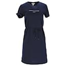 Tommy Hilfiger Womens Essentials Logo Short Sleeve Dress in Navy Blue Cotton