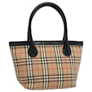 Burberrys Nova Check Handtasche Canvas Beige Schwarz Auth bs11498 - Autre Marque