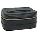 CHANEL Vanity Cosmetic Pouch Caviar Skin Black CC Auth bs11563 - Chanel