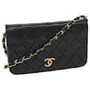 CHANEL Matelasse Chain Shoulder Bag Lamb Skin Black CC Auth bs11475 - Chanel