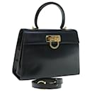 Salvatore Ferragamo Gancini Hand Bag Leather 2way Black Auth th4485