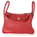 Hermes Rouge Grenat Clemence Couro Lindy 34 PHW - Hermès