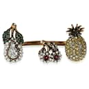 Gucci Faux Pearl & Crystals Fruit Charms Between The Finger Ring