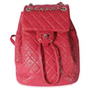 Chanel Red Quilted Calfskin Medium Covered CC Drawstring Backpack
