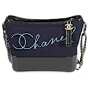 Chanel Navy Wool Paris-hamburg Embroidered Large Gabrielle Hobo