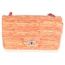 Mini borsa rettangolare classica con patta in vernice a righe rosse Chanel
