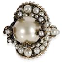 Gucci Floral Buds Brass Tone Faux Pearl Flower Cocktail Ring