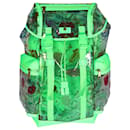 Gucci Rucksack aus neongrünem Leder und Flora-PVC