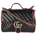 Gucci schwarzer gesteppter Leder-GG-Marmont-kleiner Torchon-Griff oben