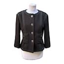2013 Black Cotton Tweed 3/4 Length Jacket Size 36 fr - Chanel