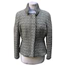 Grey Wool Blend Zip Front Jacket Size 38 fr - Chanel