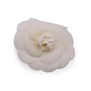 Vintage White Fabric Flower Brooch Pin Camelia Camellia - Chanel