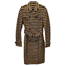 Burberry Prorsum Spring 2012 Striped Trench Coat in Tan and Black Rayon