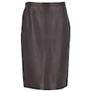 Hermes Knee-Length Pencil Skirt in Brown Leather - Hermès