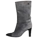 Grey suede boots with pointed toe - size EU 36.5 - Chanel