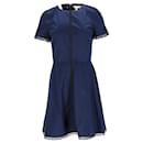 Tommy Hilfiger Womens Lace Trim Cotton Dress in Navy Blue Cotton