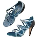 Chanel Blue Velvet Sandals