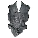 Giacca gilet in pelle nera Chanel