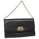 Christian Dior Chain Shoulder Bag Leather Brown Auth bs11469