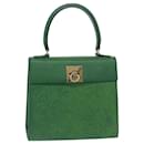 CELINE Hand Bag Leather Green Auth bs11459 - Céline