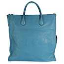 Gucci Blue Leather Logo Embossed Shopper Tote