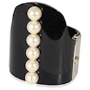 Chanel 2015 Bracelet jonc à charnière en résine dorée avec fausses perles