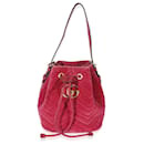 Gucci Pink Velvet Matelassé GG Marmont Bucket Bag