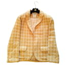 Jaqueta Chanel de lã xadrez laranja 96P